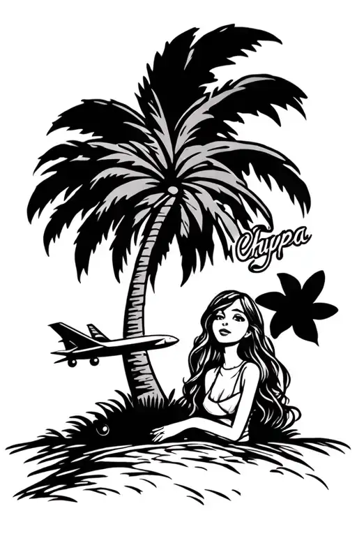 Girl Palm Tree Airplane Chupa Chups