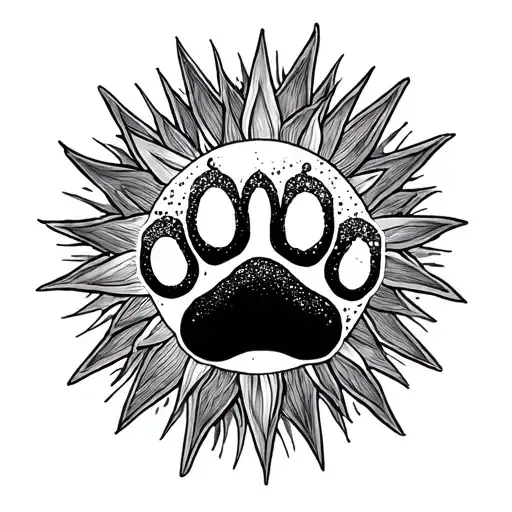 Lines With Sun In The Middle And Dog Paw And Glitter