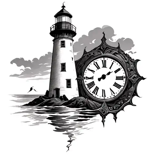 Lighthouse And Clock Face