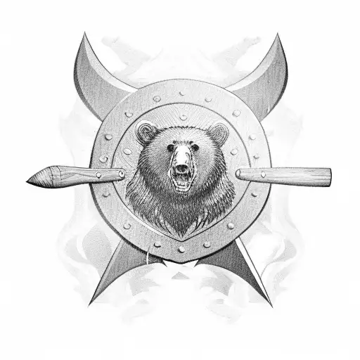 Shield Bear Crest With Battle Axe