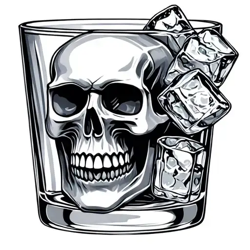 Whiskey Glass Skull Ice Cubes