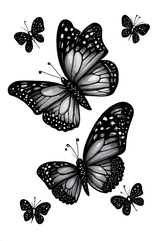 Two Little Butterflies With Sparkles