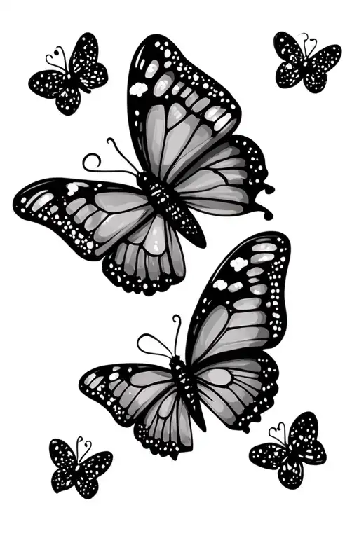 Two Little Butterflies With Sparkles