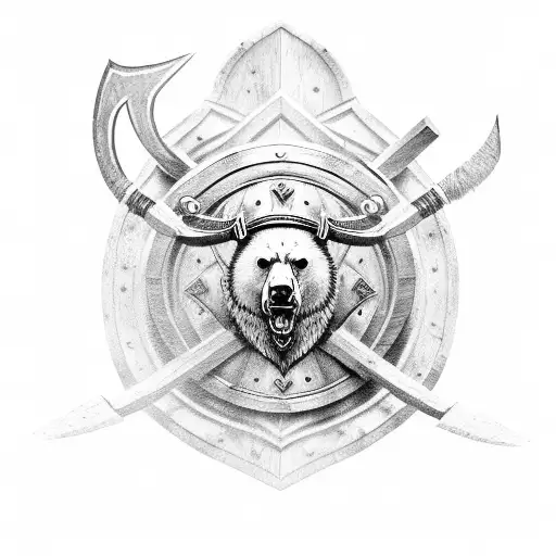 Viking Shield Bear Crest With Axe