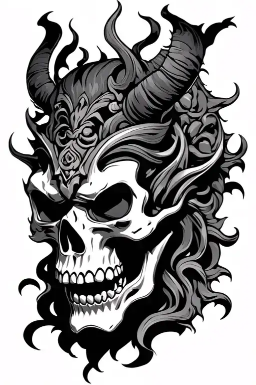 Oni Mask And Skull