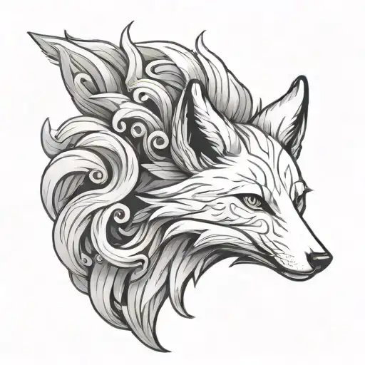 White Fox With Eight Tails