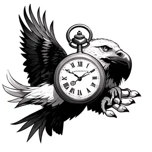 Eagle Carrying Pocket Watch In Claws