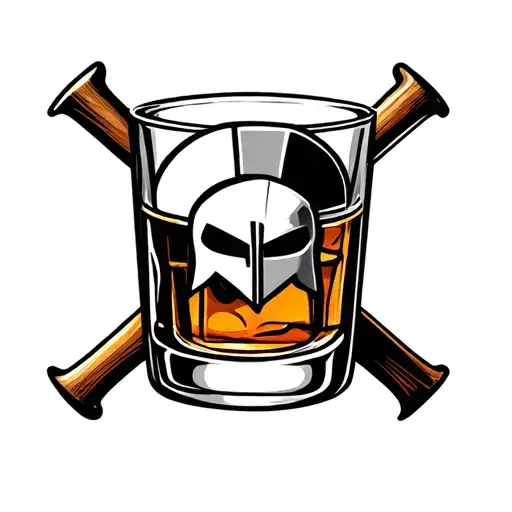 Glass Of Whiskey In A Spartan Crossed By