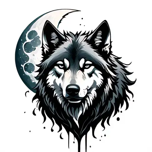 Moon Wolf Water Element