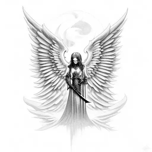 Grim Realer With Angel Wings And A Sword