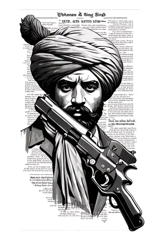 Udham Singh Newspaper Tattoo With Gun