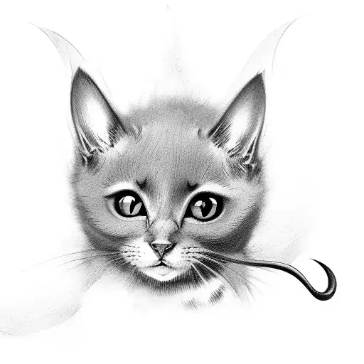 Black Kitten With Bat Wings