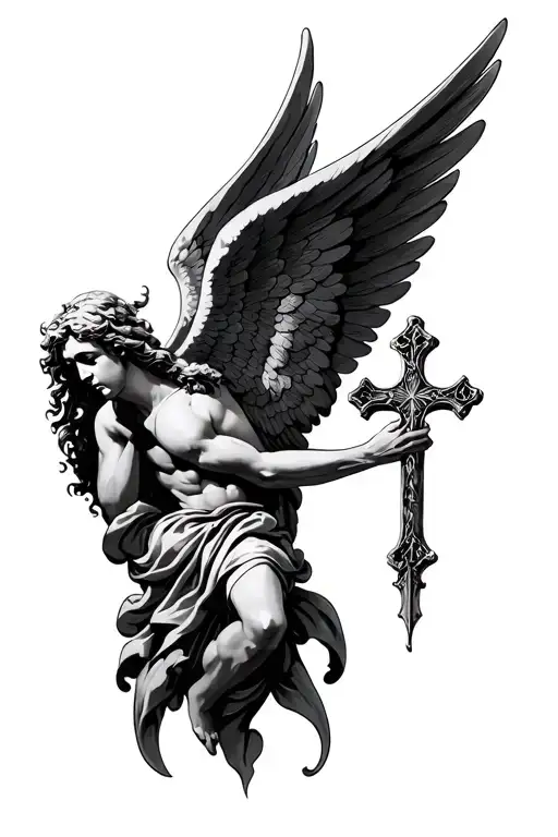 Arch Angel Micheal With A Cross