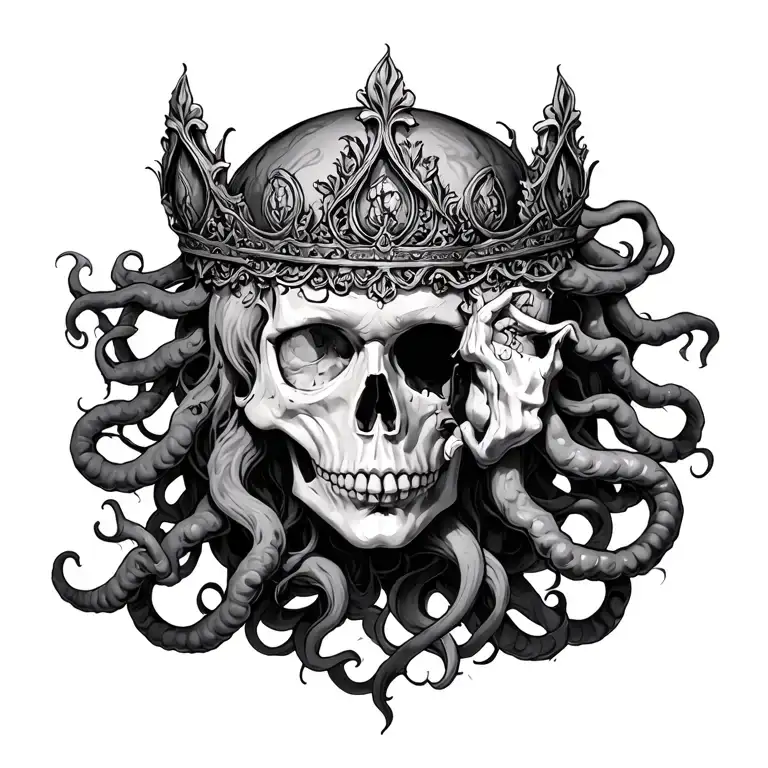 The Medusa With A Skull Crown