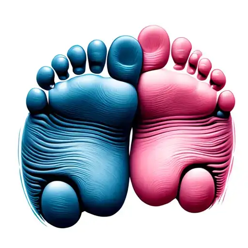 Three Foot Prints 1 Blue Two Pink Baby Feet