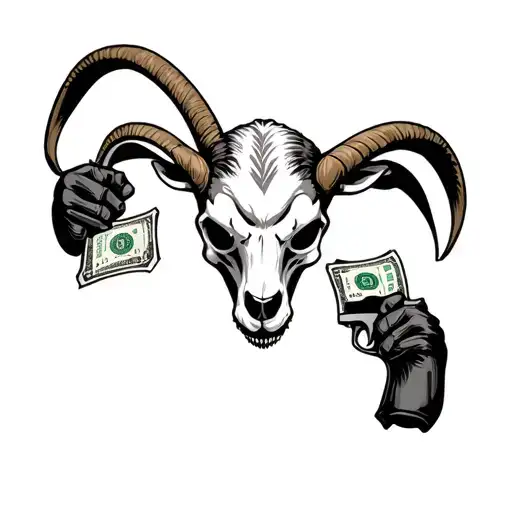 Skull Goat Money Fighting Boxing Gambling Guns