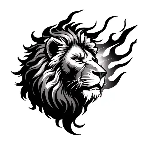 Lion Made Of Fire And Muscle Giving A Cosmic Feel