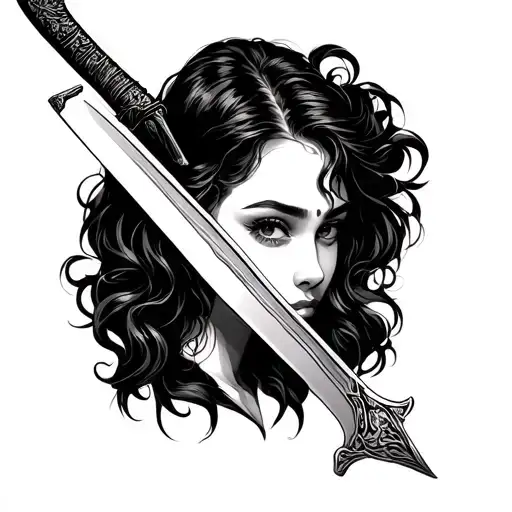 Girlfriend's Face With Knife Katan Sword