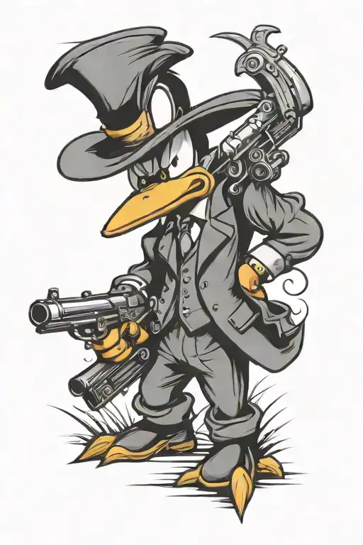 Gangster Daffy Duck With Tommy Gun