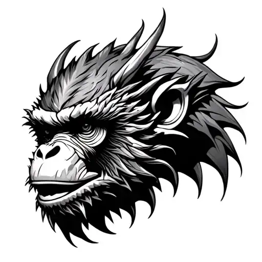 Monkey Head And Dragon