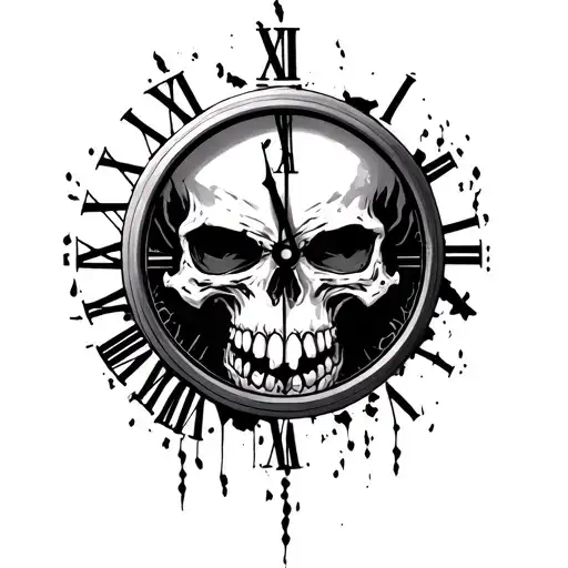 Skull Clock Evil Good Side