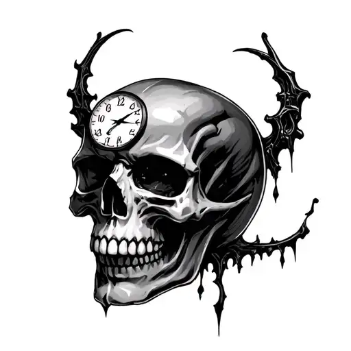 Skull Clock Evil Realistic
