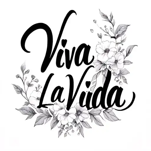 Fine Line Tattoo For Collar Bone Featuring Script Viva La Vida And Delicate Florals