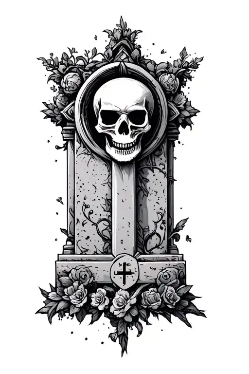 Skull Cross Gravestone Engraved