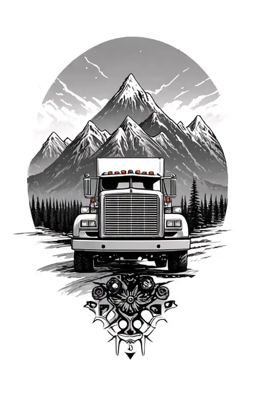 Truck With Mountains Gauge From Car