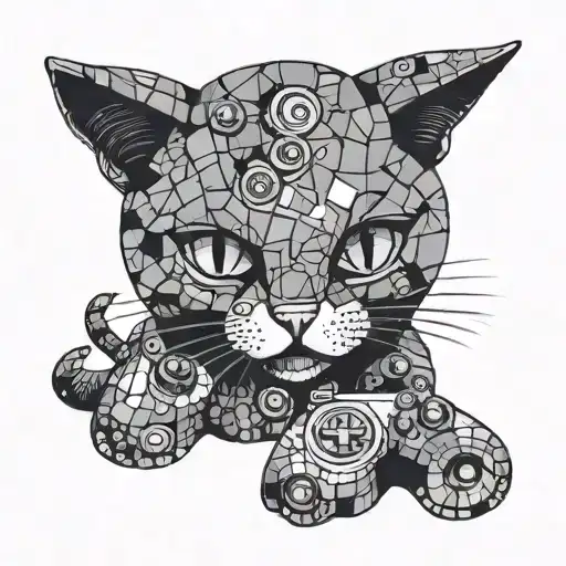 A Cat Silhouette Made Up Of Video Game Controller Buttons