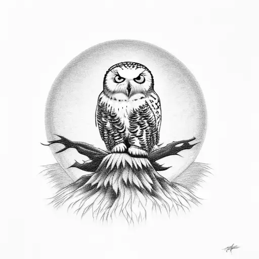 Snowy Owl Perched On A Pumpkin