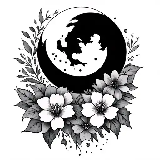 Moon And Flowers