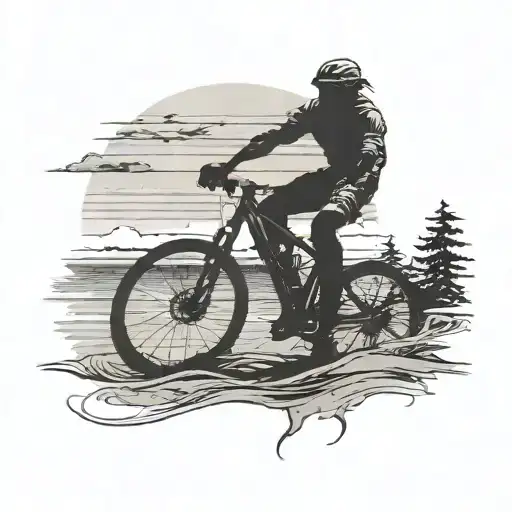 A Serene Beach Scene With A Silhouette Of A Cyclist In The Foreground