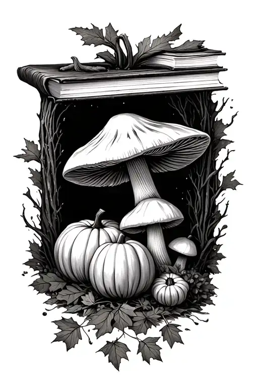 Fall Book Mushroom Pumpkins