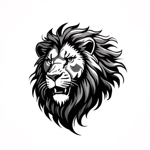 Roar Lion Head With Long Hair
