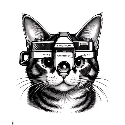 A Cat With An Old Camera