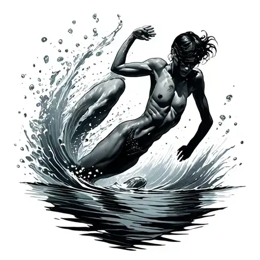 Swimming Against Water Flow Depicting No Following The Crowd