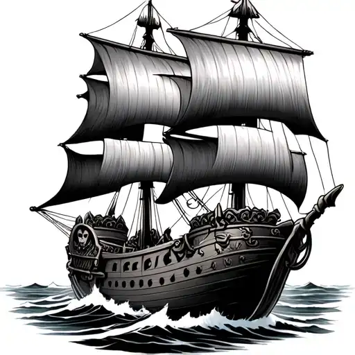 Skull Viking Ship Sailing