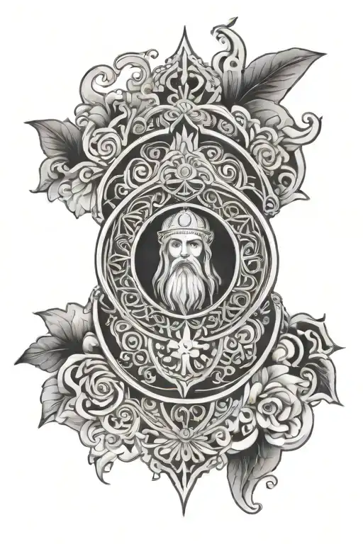 Mandala With Christian Saint Benedict Medal