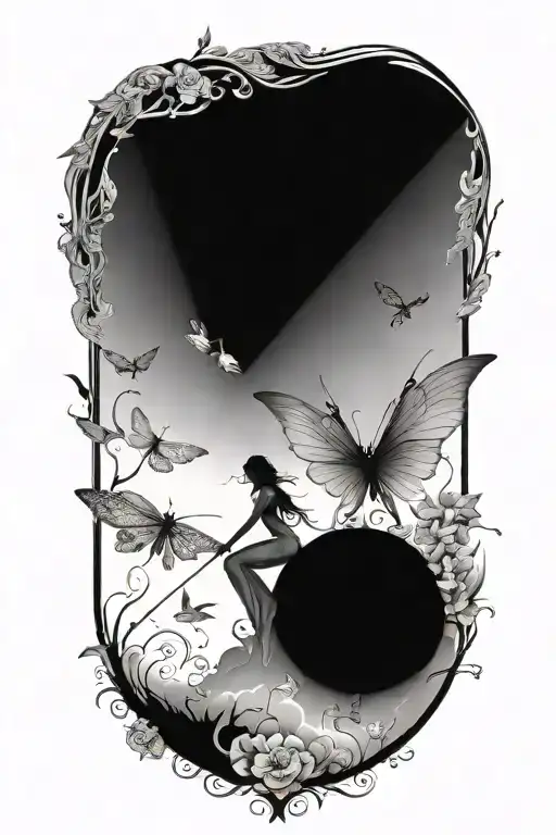 Fairy And Dragonflies Flying Towards The Sun