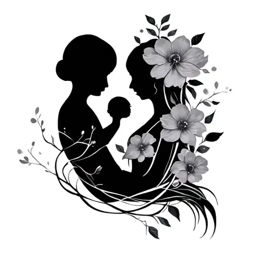 Unique Flowers Wrapped Around Mother And Son