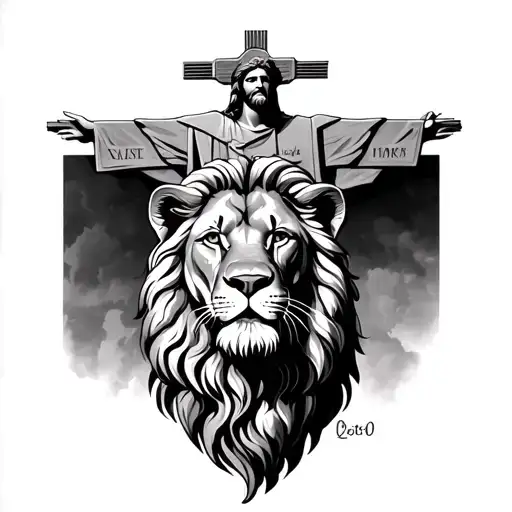 Lion And Christ The Redeemer Together