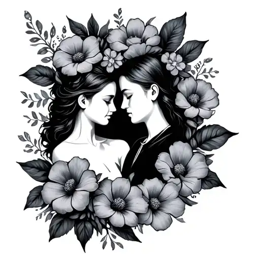 Unique Flowers Wrapped Around Mother And Son