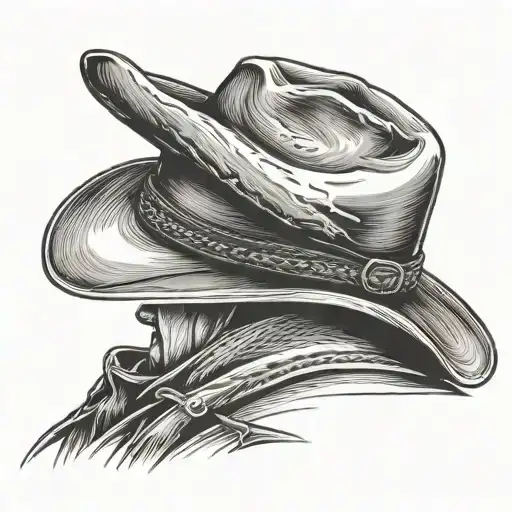 Cowboy Looking Down With A Cowboy Hat On