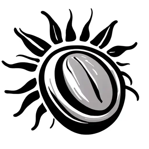 Small Coffee Bean And Sun Shining