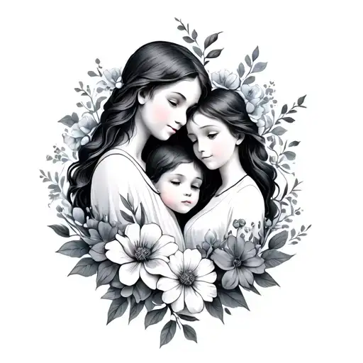 Unique Flowers Wrapped Around Mother And Son