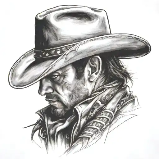 Cowboy Looking Down Side Profile
