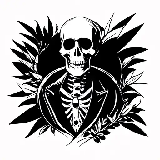 Silhouette Gentleman Skeleton Near