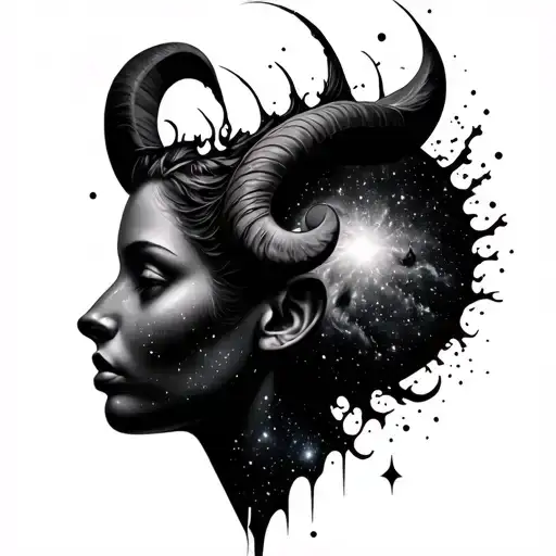 Aries Galaxy Coming Out Of Female Head Emerging