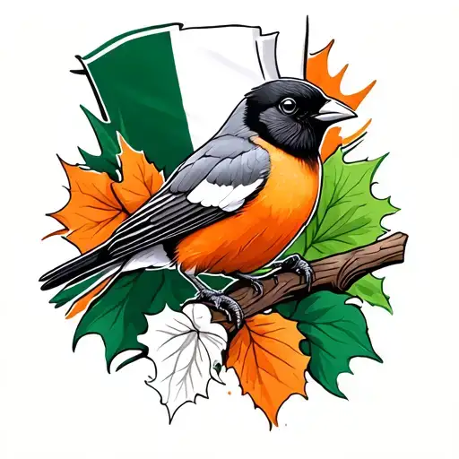 Bullfinch With Irish Flag